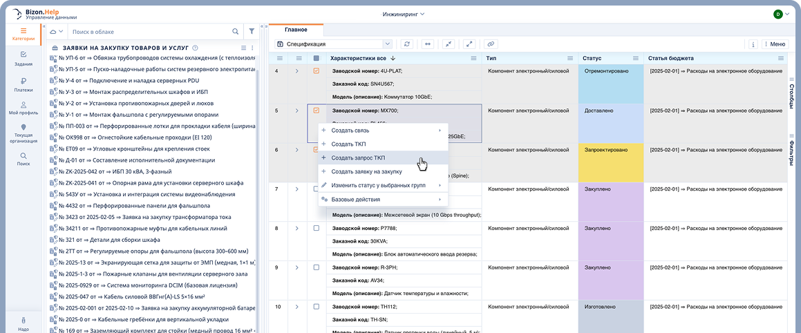 Рабочее пространство Bizon.help